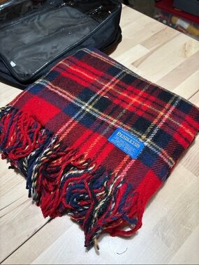 Pendleton Red Navy Black Tartan Wool Blanket